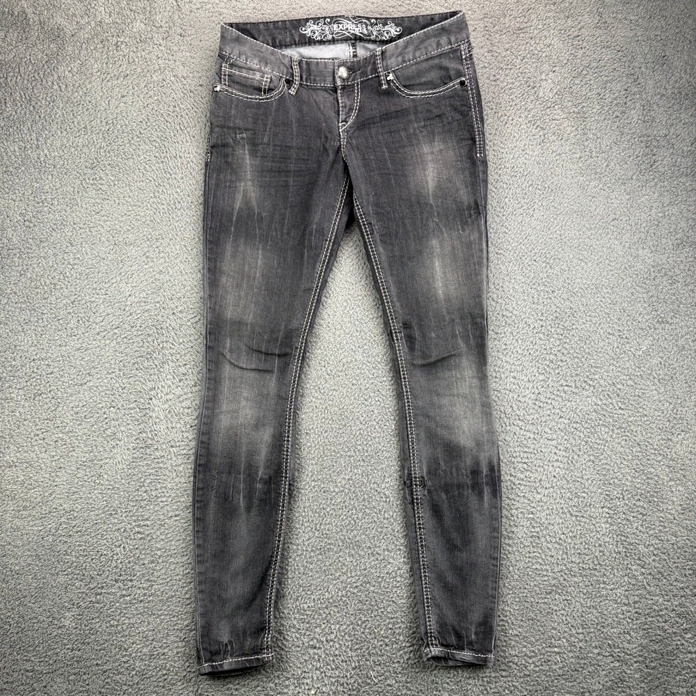Express Zelda Jean Legging Womens 4 Black Ultra Low Rise Slim Fit Denim Pants